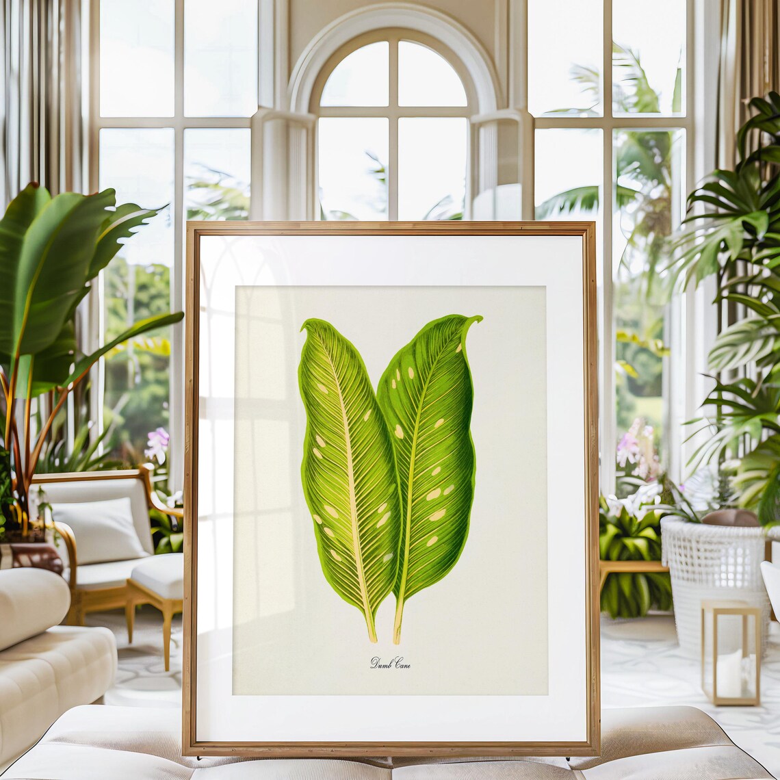 Dumb Cane Botanical Wall Art Print, Green Leaves - Image 3