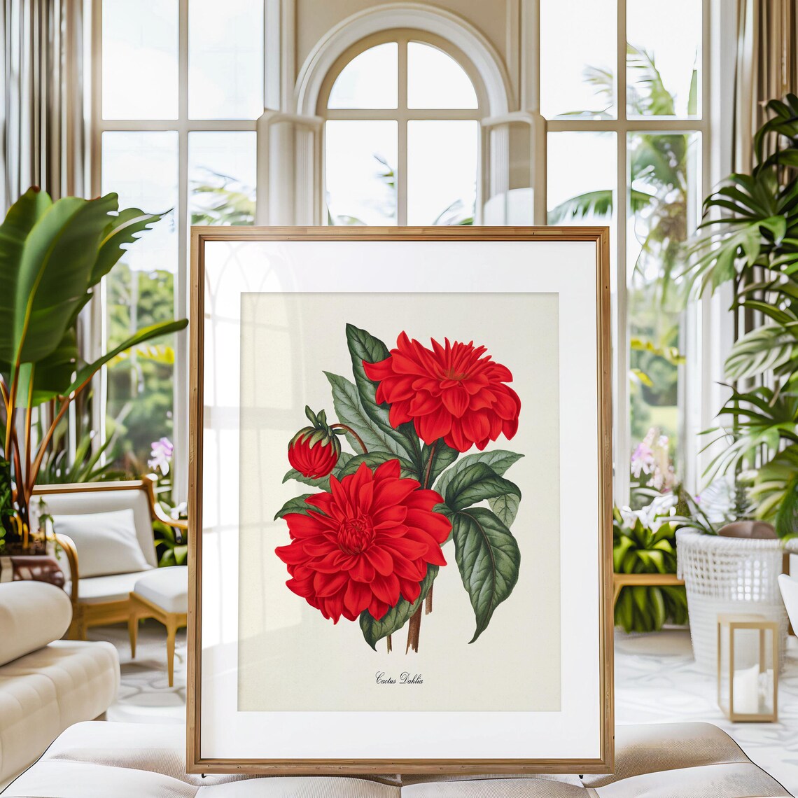 Cactus Dahlia Flower Art Print, Botanical Floral - Image 3