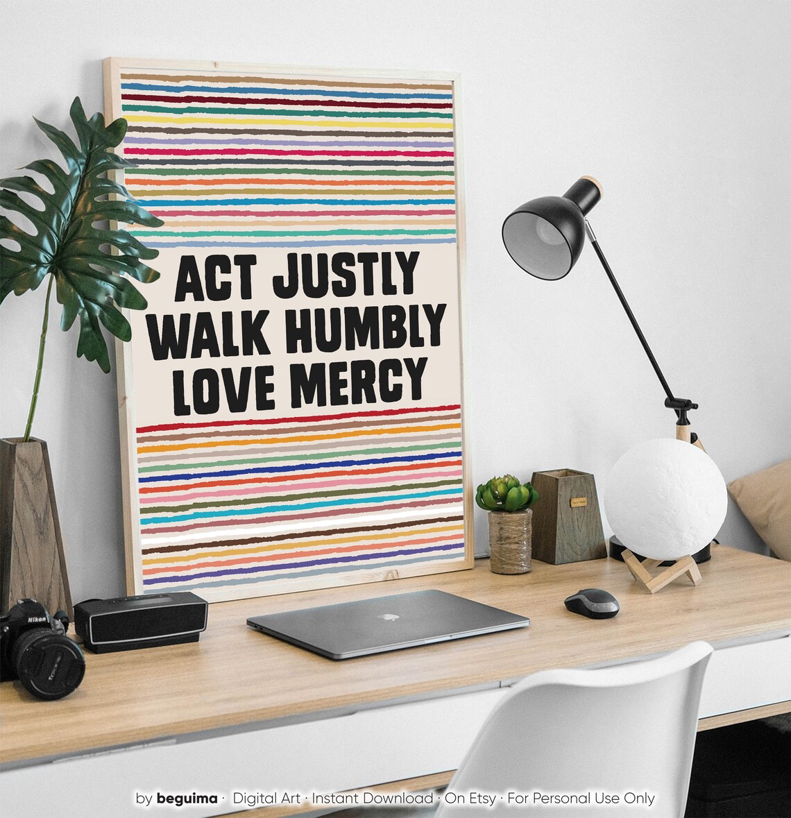 Act Justly Walk Humbly Love Mercy Colorful Faith Quote Poster - Image 3