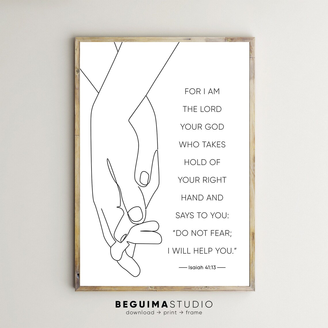 Isaiah 41:13 Bible Verse Scripture Wall Art Print