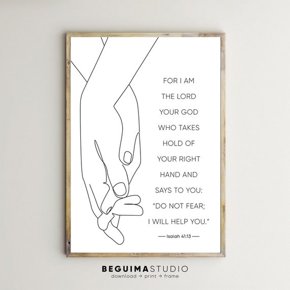 Isaiah 41:13 Bible Verse Scripture Wall Art Print