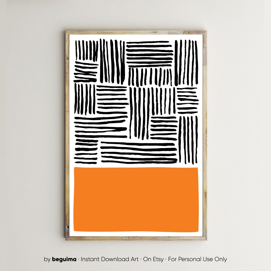 Orange Mid Century Modern Abstract Art Print