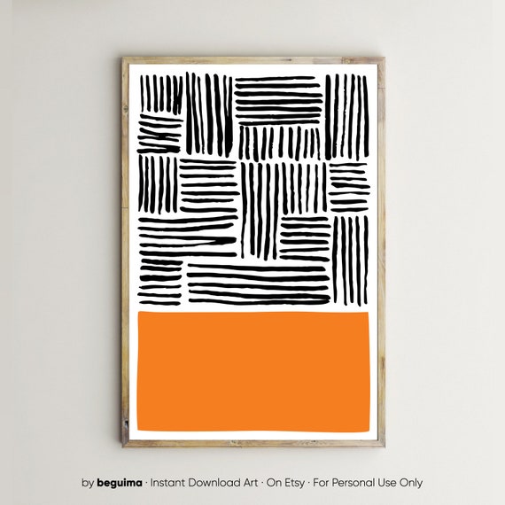 Orange Mid Century Modern Abstract Art Print