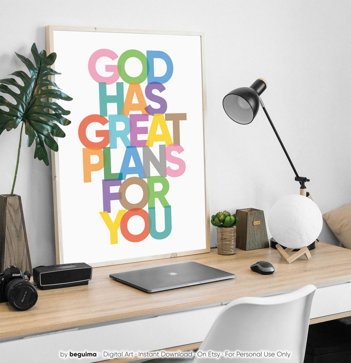 God Has Great Plans for You Overlapping Rainbow Letter Poster - Image 2