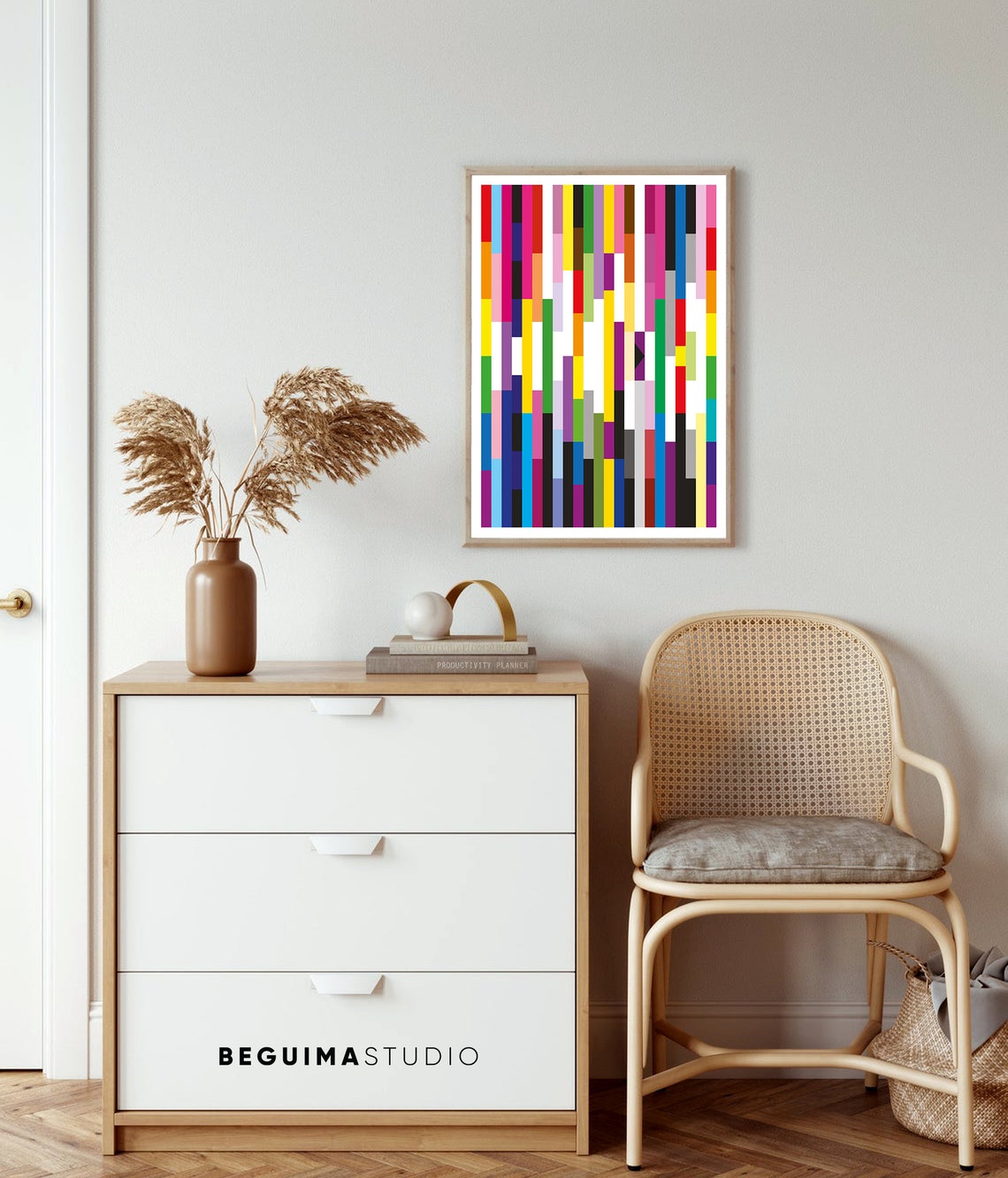 Bold Vertical Color Bars Geometric Rainbow Modern Abstract Poster - Image 2