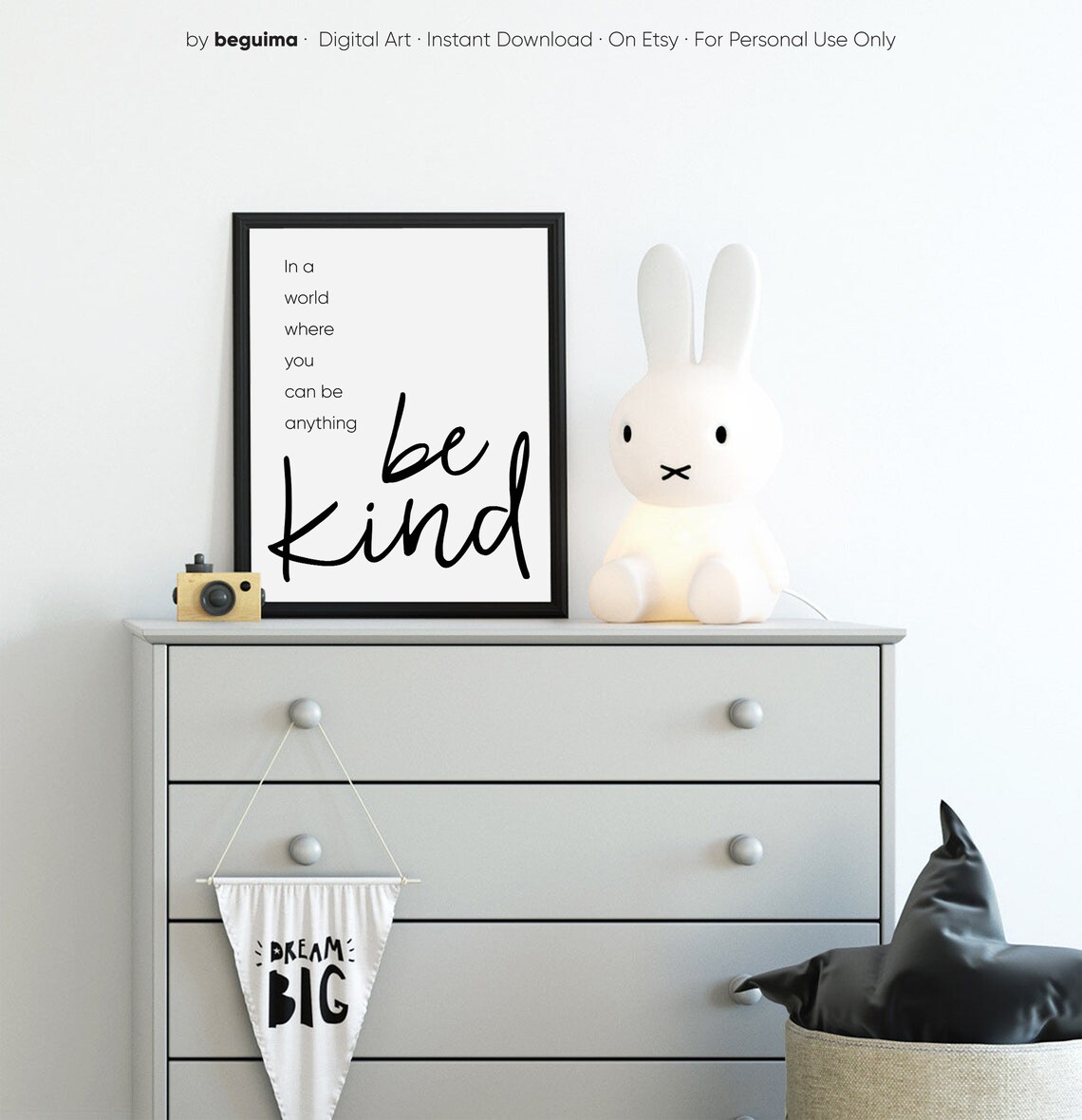 In a World Where You Can Be Anything Be Kind Hand Lettered Script Poster - Image 3