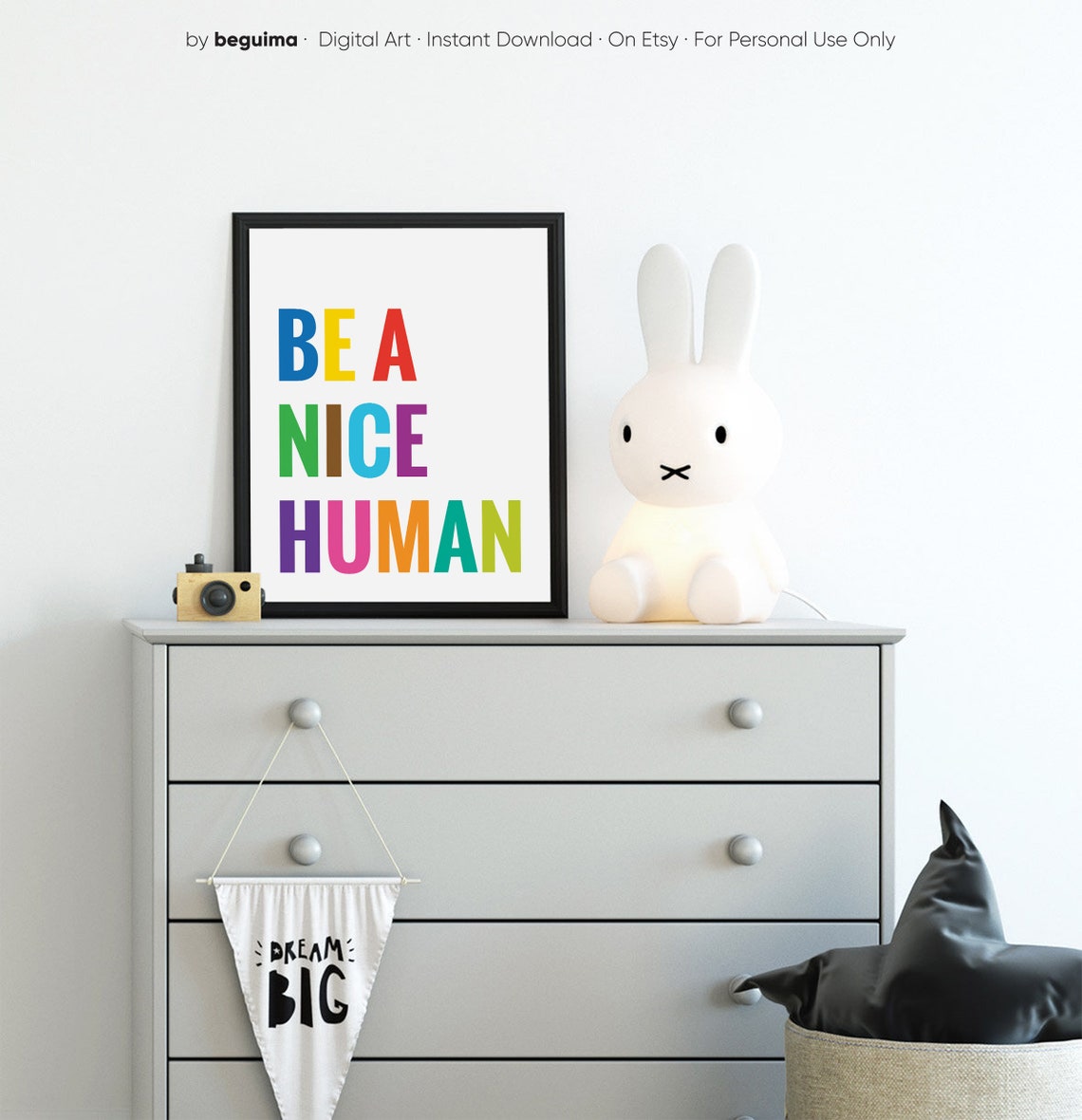 Be a Nice Human Bold Colorful Block Letter Typography Poster - Image 4