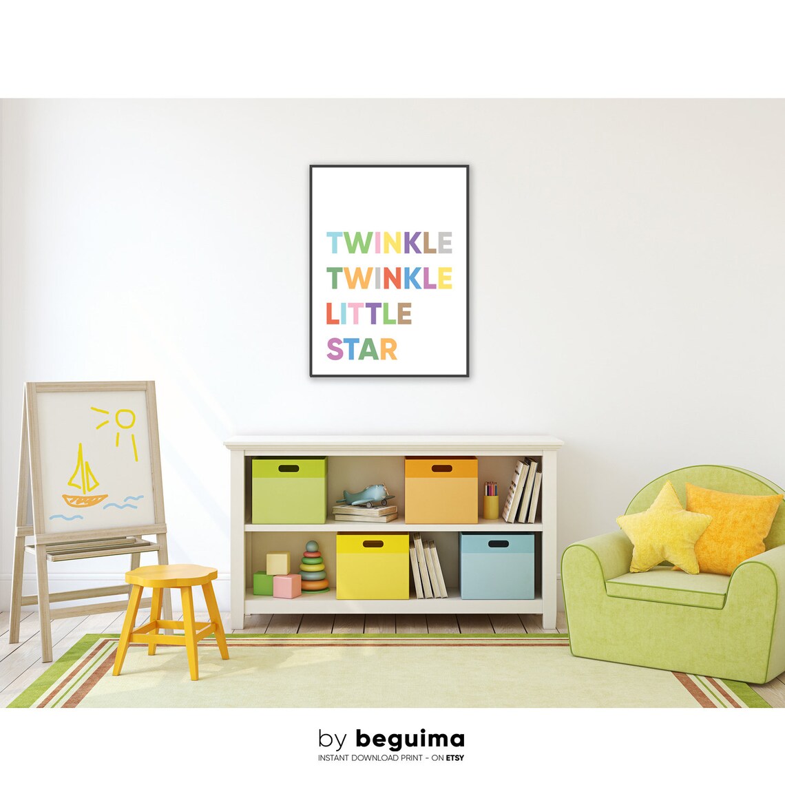 Twinkle Twinkle Little Star Sweet Pastel Nursery Rhyme Wall Art - Image 4