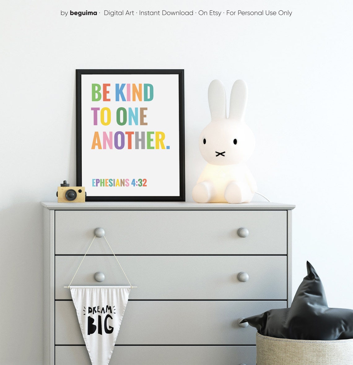 Be Kind to One Another Ephesians Rainbow Scripture Art Poster - Image 2