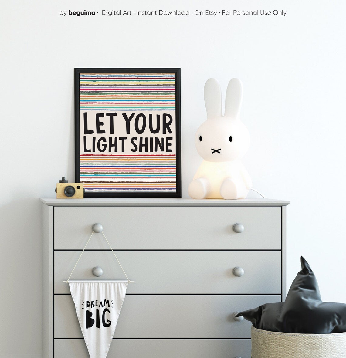 Let Your Light Shine Colorful Rainbow Striped Faith Quote Poster - Image 4