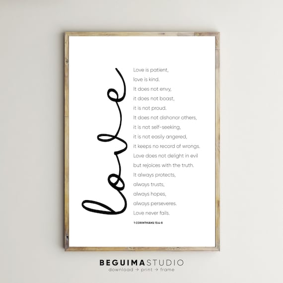 Love Is Patient Love Is Kind 1 Corinthians 13 Wedding Poster