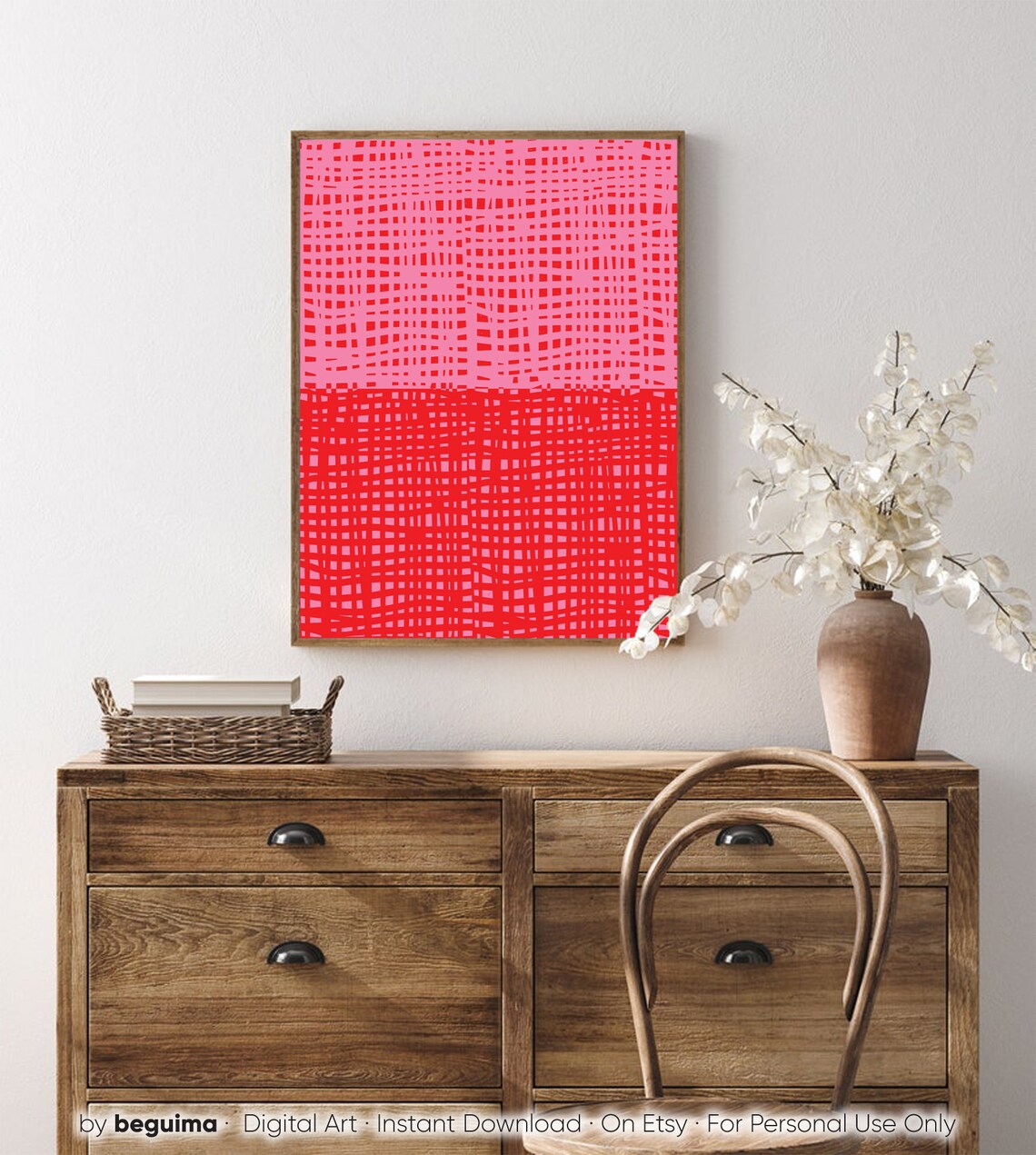 Pink Red Abstract Art Print, Vibrant Modern Decor - Image 4