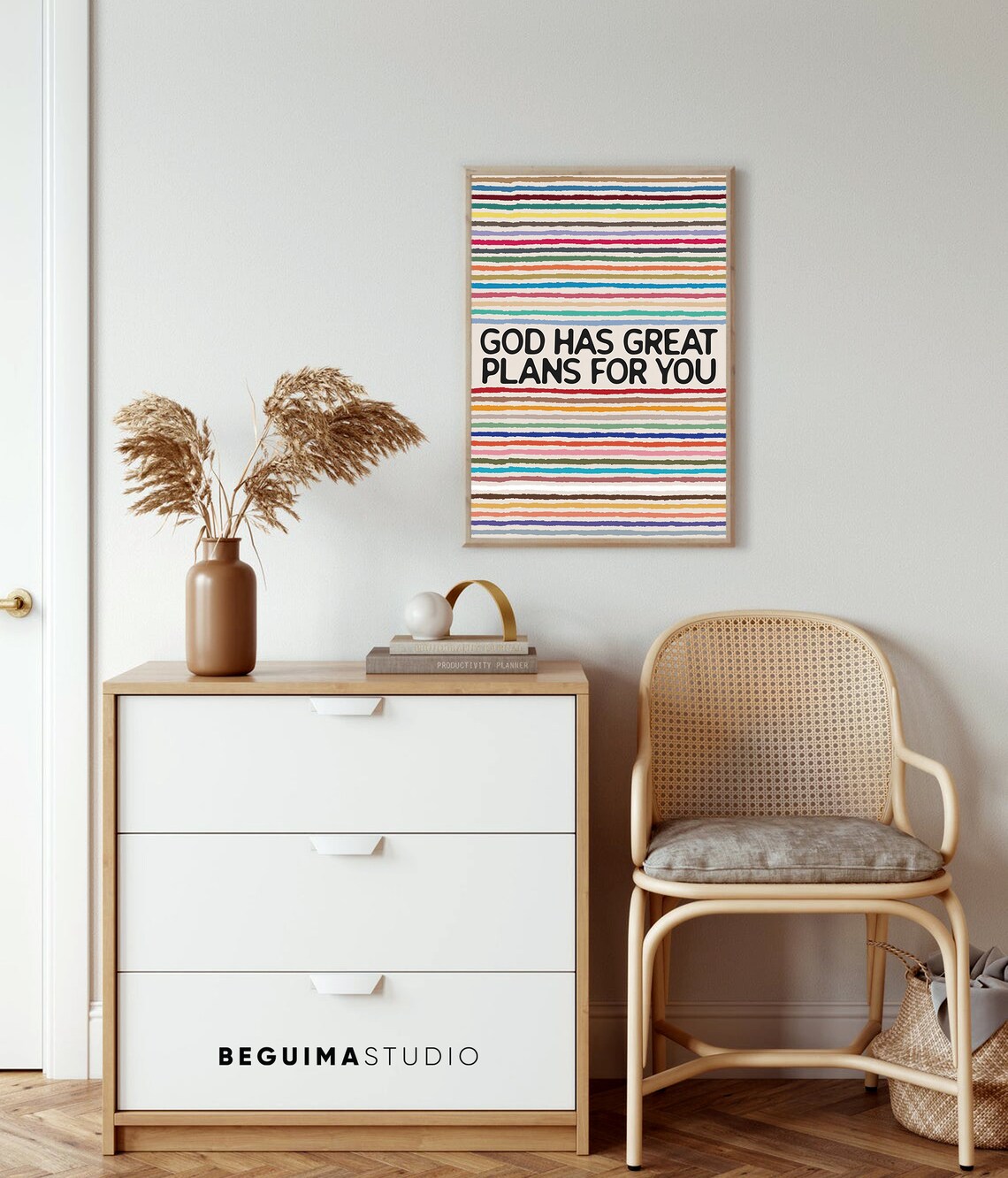 God Has Great Plans For You Colorful Striped Faith Quote Poster - Image 4