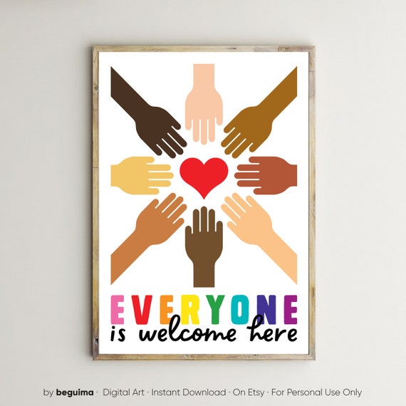 Everyone Is Welcome Here Classroom Wall Art Print