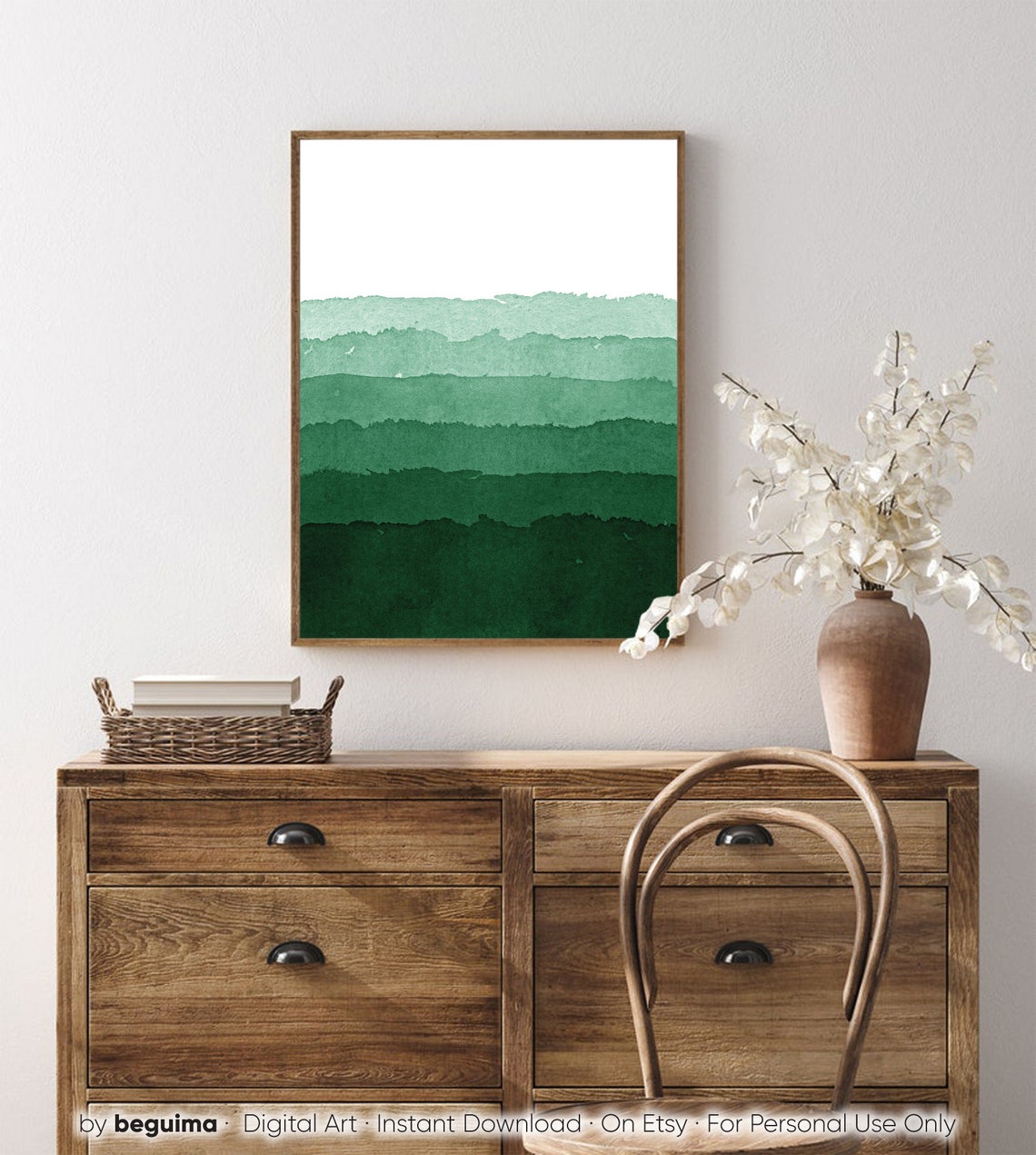 Green Watercolor Layered Mountain Gradient Abstract Landscape Poster - Image 4