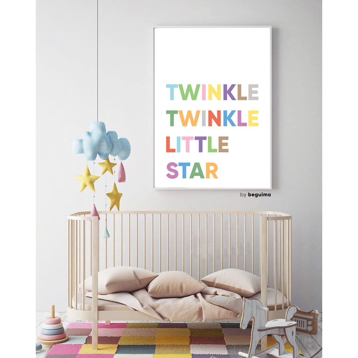 Twinkle Twinkle Little Star Sweet Pastel Nursery Rhyme Wall Art - Image 3