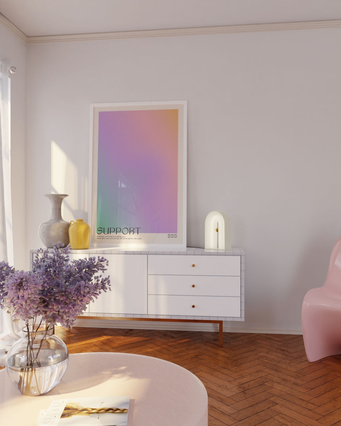 Angel Number 333 Support Affirmation Aura Pastel Gradient Poster - Image 3