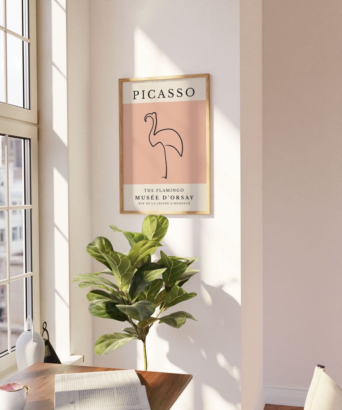 Picasso Flamingo Minimalist Animal Sketch Art Print - Image 3
