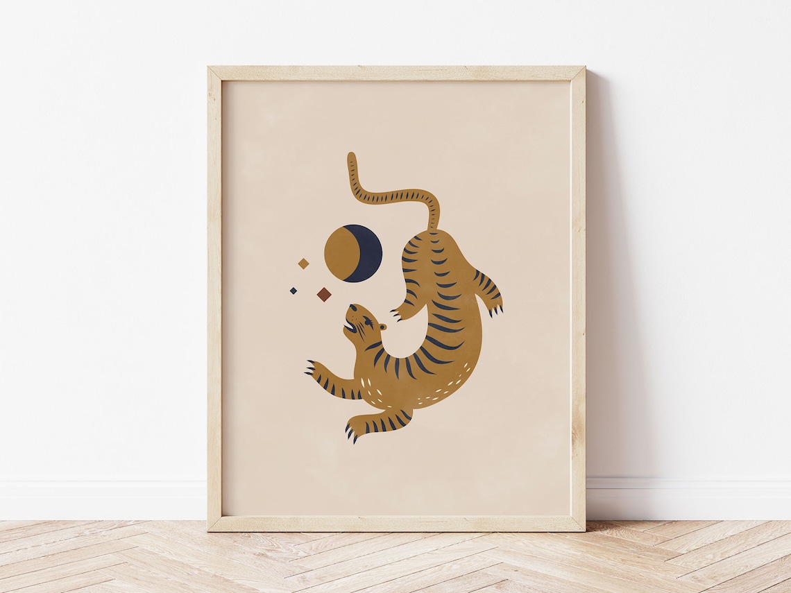 Cheetah Boho Celestial Abstract Art Print