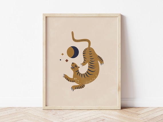 Cheetah Boho Celestial Abstract Art Print