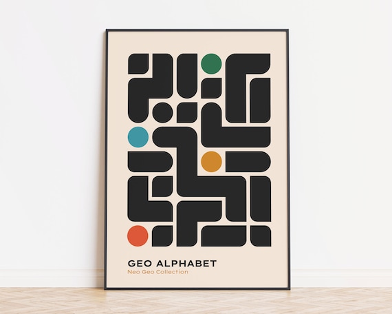 Retro Bauhaus Inspired Poster Minimalist Geometric Wall Art Trendy Mid Century Modern Wall Decor