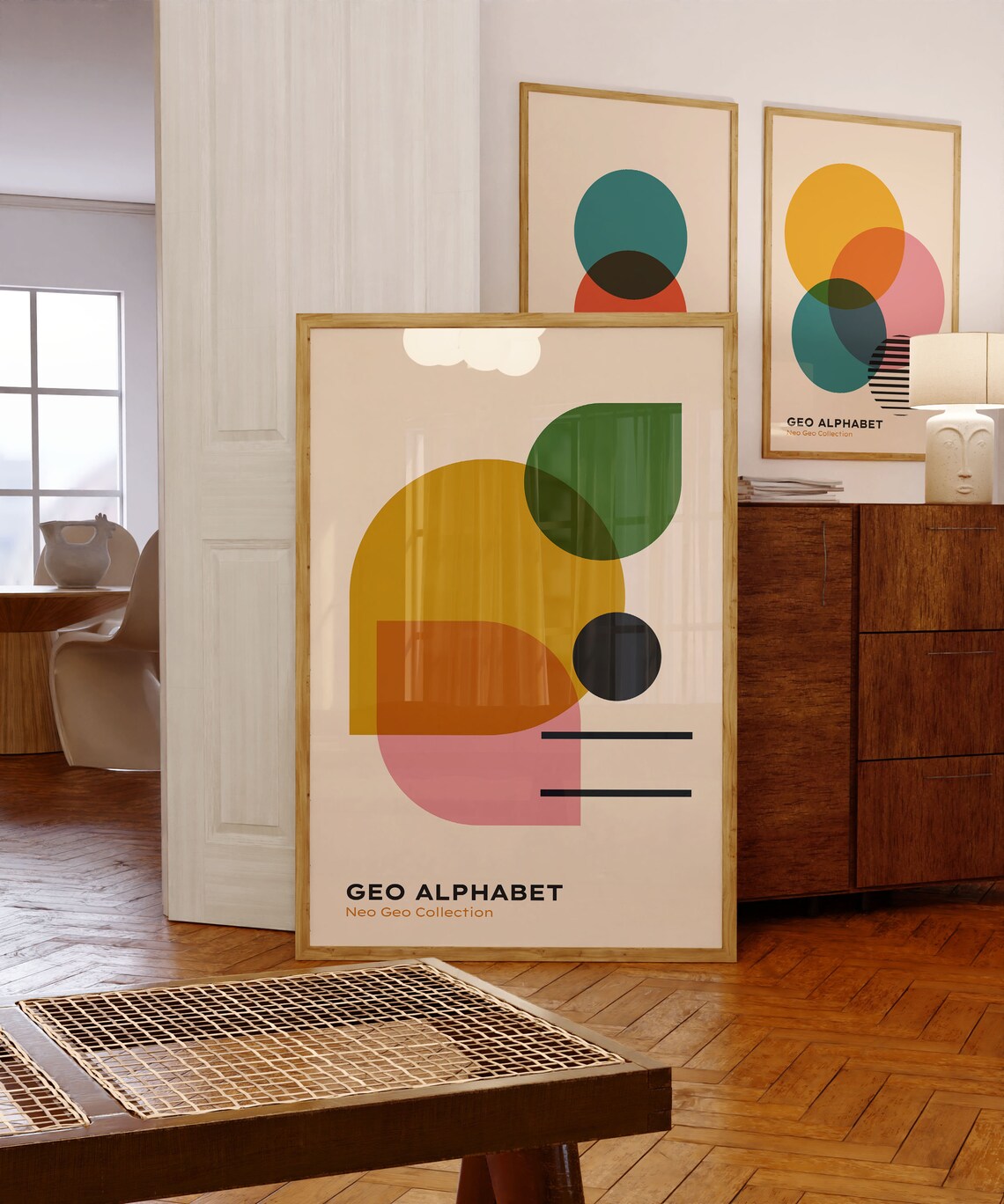 Retro Bauhaus Abstract Poster, Mid-Century Modern