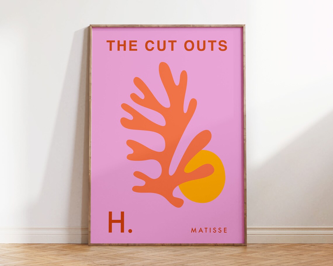Matisse The Cut Outs Pink Coral Leaf Yellow Sun Style Poster - Image 2