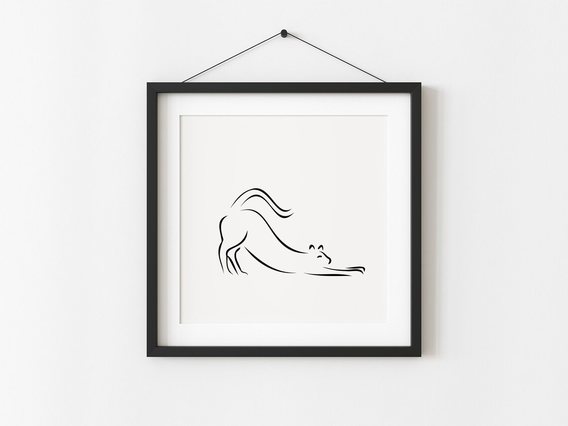 Picasso Cat Line Art Print, Minimalist Black White - Image 3
