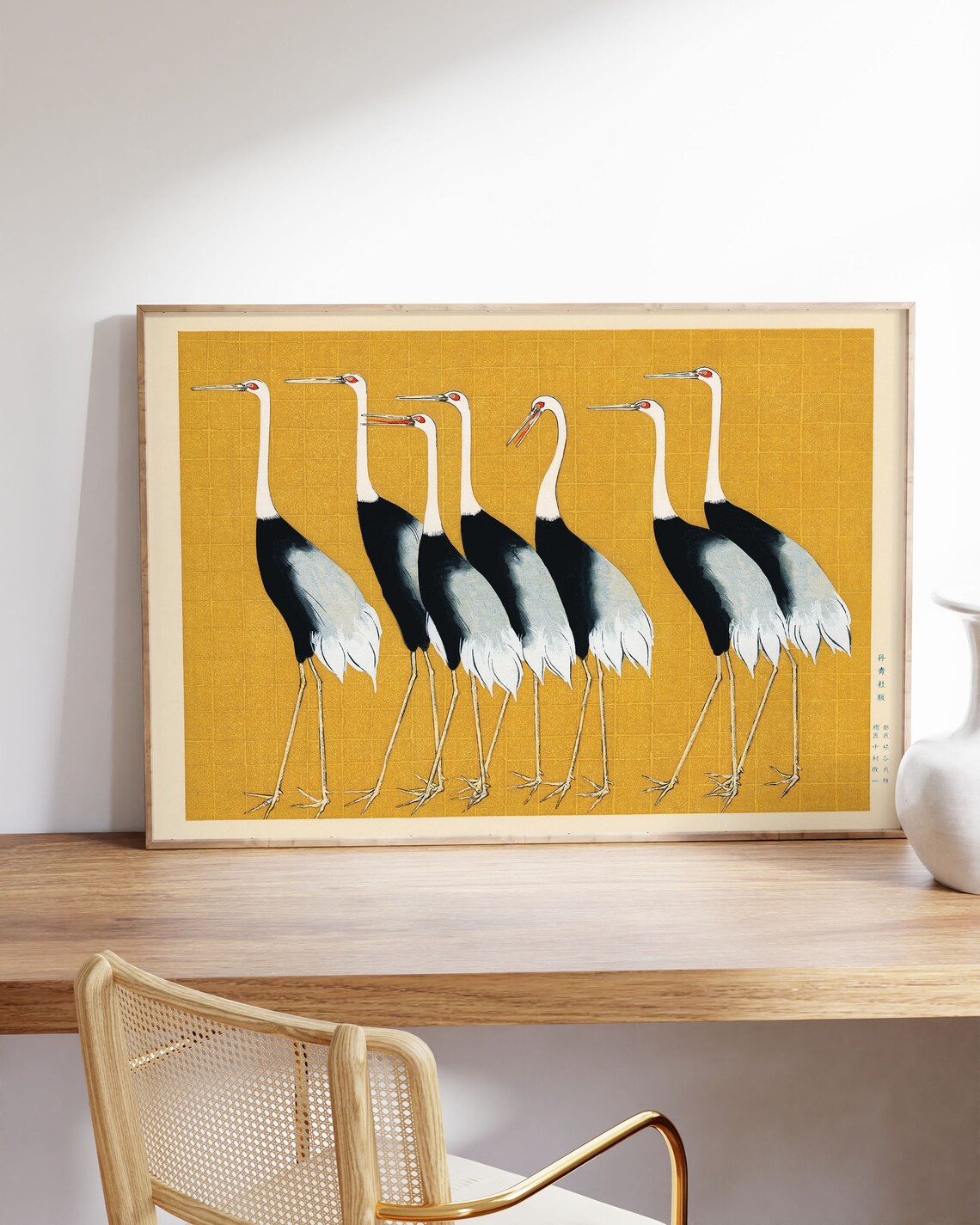 Japanese Crane Bird Vintage Poster, Horizontal Landscape - Image 2