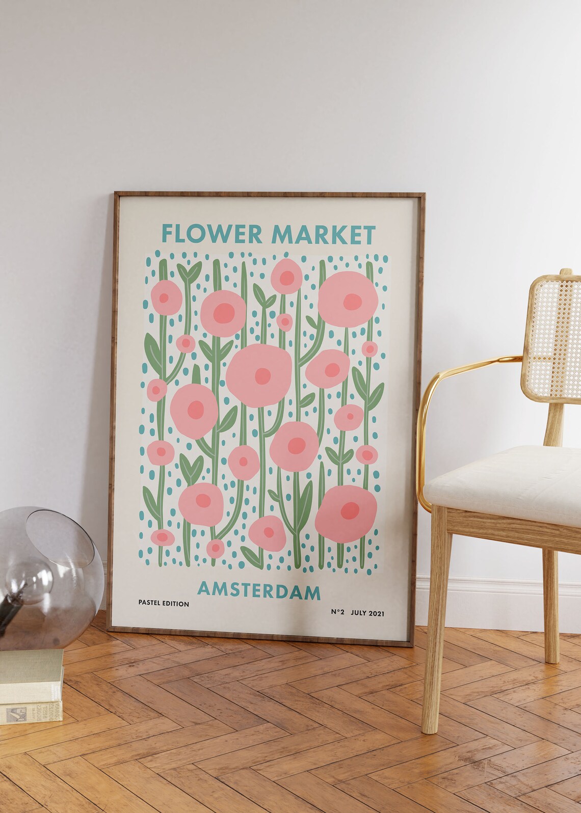 Amsterdam Flower Market, Danish Pastel Travel Poster - Image 2