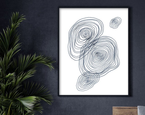 Mid Century Modern Geometric Tree Ring Art Print