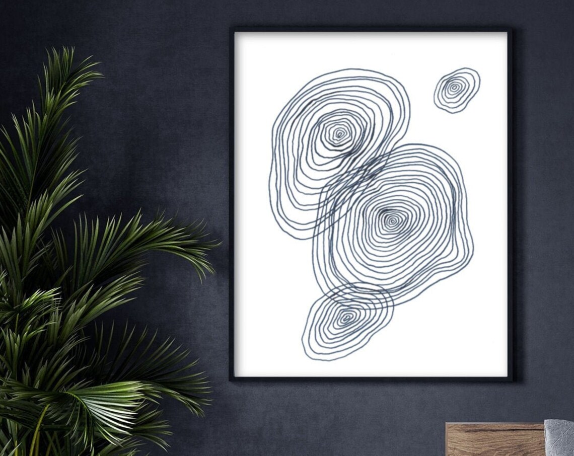 Mid Century Modern Geometric Tree Ring Art Print