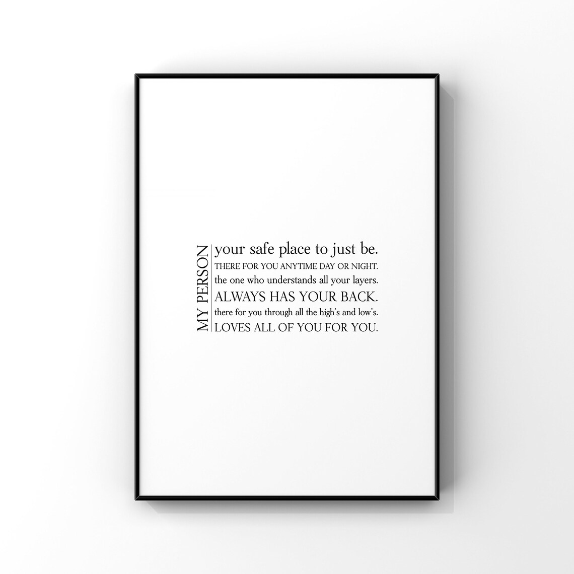 My Person Definition Art Print, Gift for Best Friend