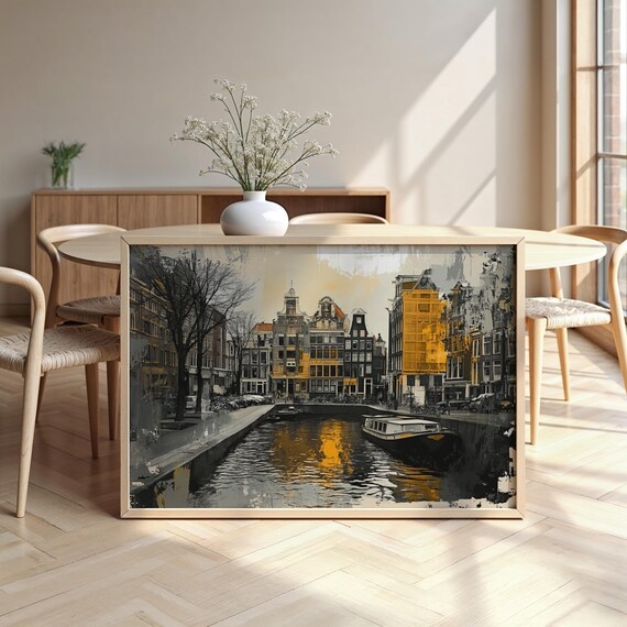 Amsterdam Cityscape Framed Poster Luxurious Design Ready To Hang Art