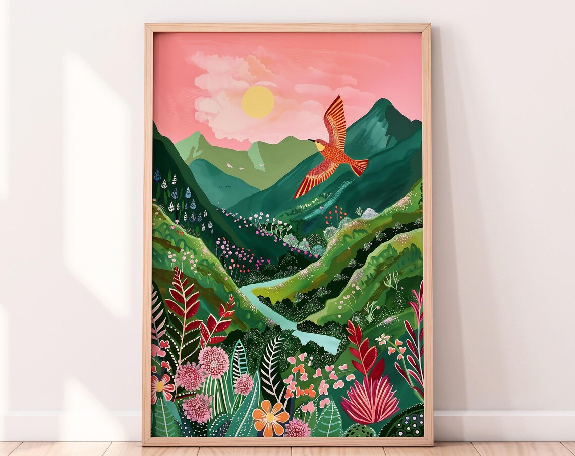 Abstract Colorful Landscape Art Print, Trendy
