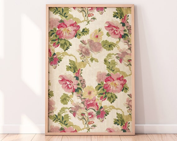 Roses Vintage Floral Art Print, Boho Decor