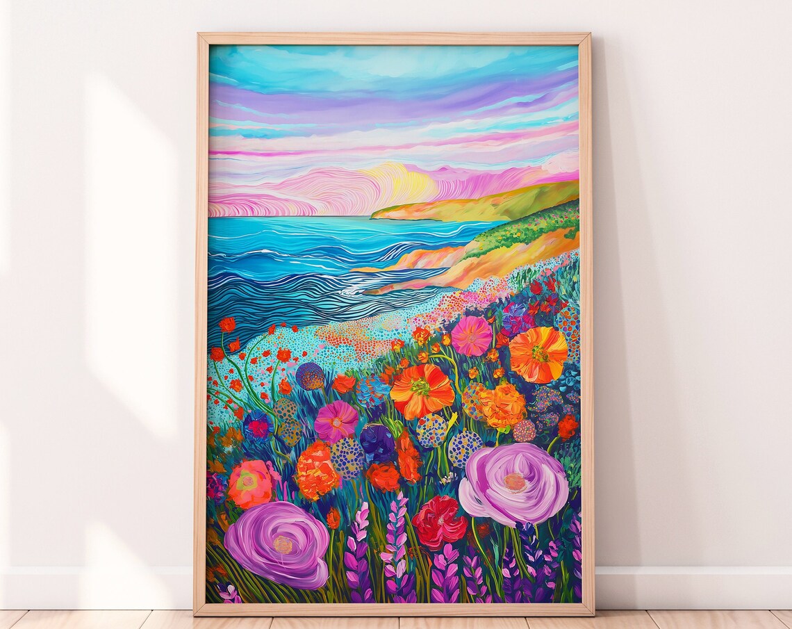 Abstract Seascape Illustration, Floral Art Print - Image 3