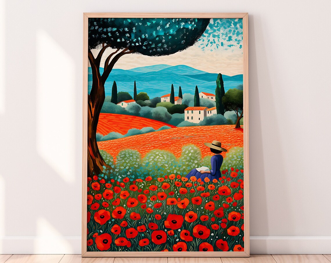 Poppies Floral Art, Botanical Wall Art Print