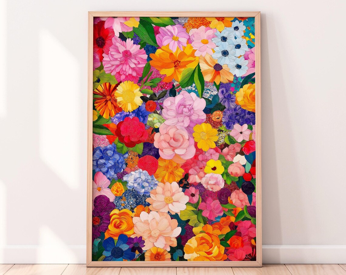 Colorful Garden Flower Bouquet With Roses And Dahlias Art Print