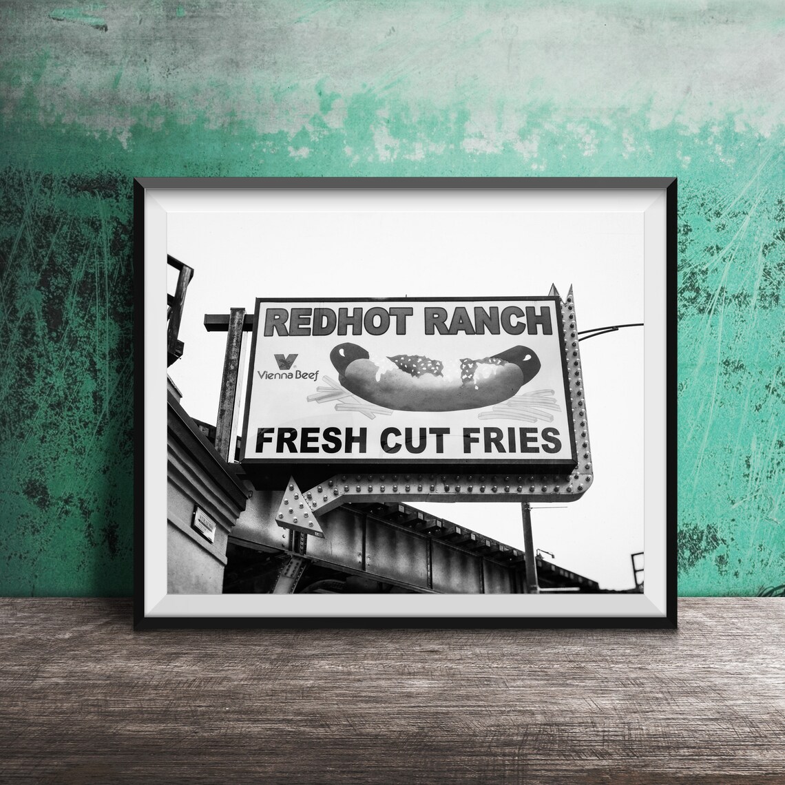 Redhot Ranch Vienna Beef Hot Dog Sign Fresh Cut Fries Poster - Image 2