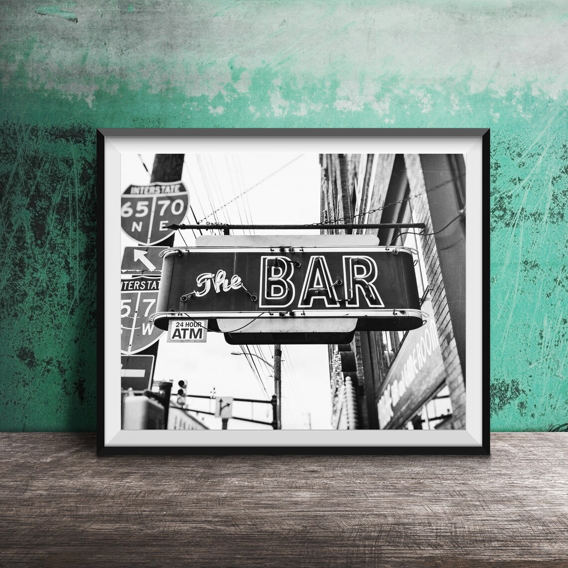 The Bar Neon Sign Indianapolis Interstate 65 70 Fountain Square Poster - Image 2