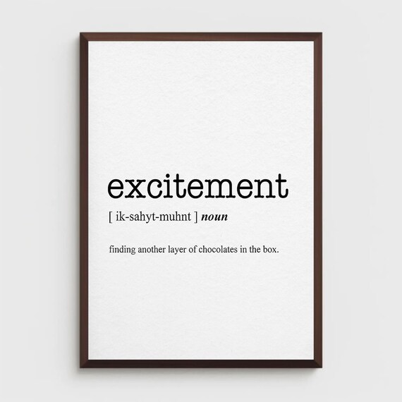 Excitement Funny Dictionary Definition Chocolate Lovers Minimalist Poster