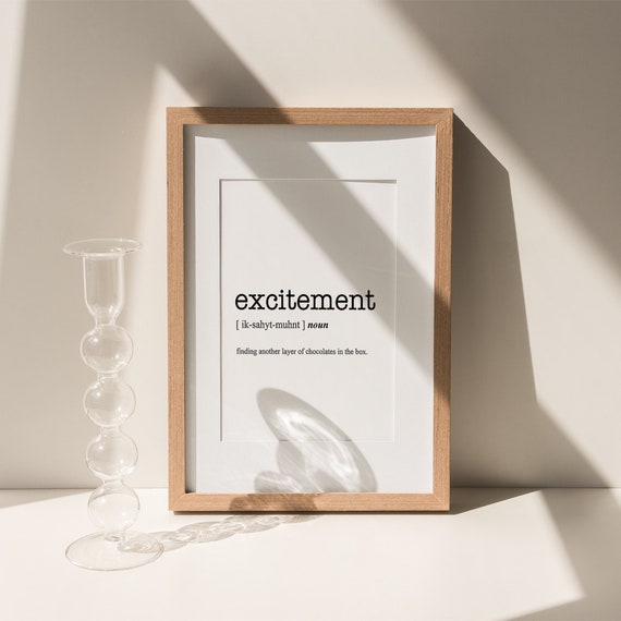Excitement Art Word Definition Poster Print Urban Dictionary Word Meaning Funny Gift Home Decor