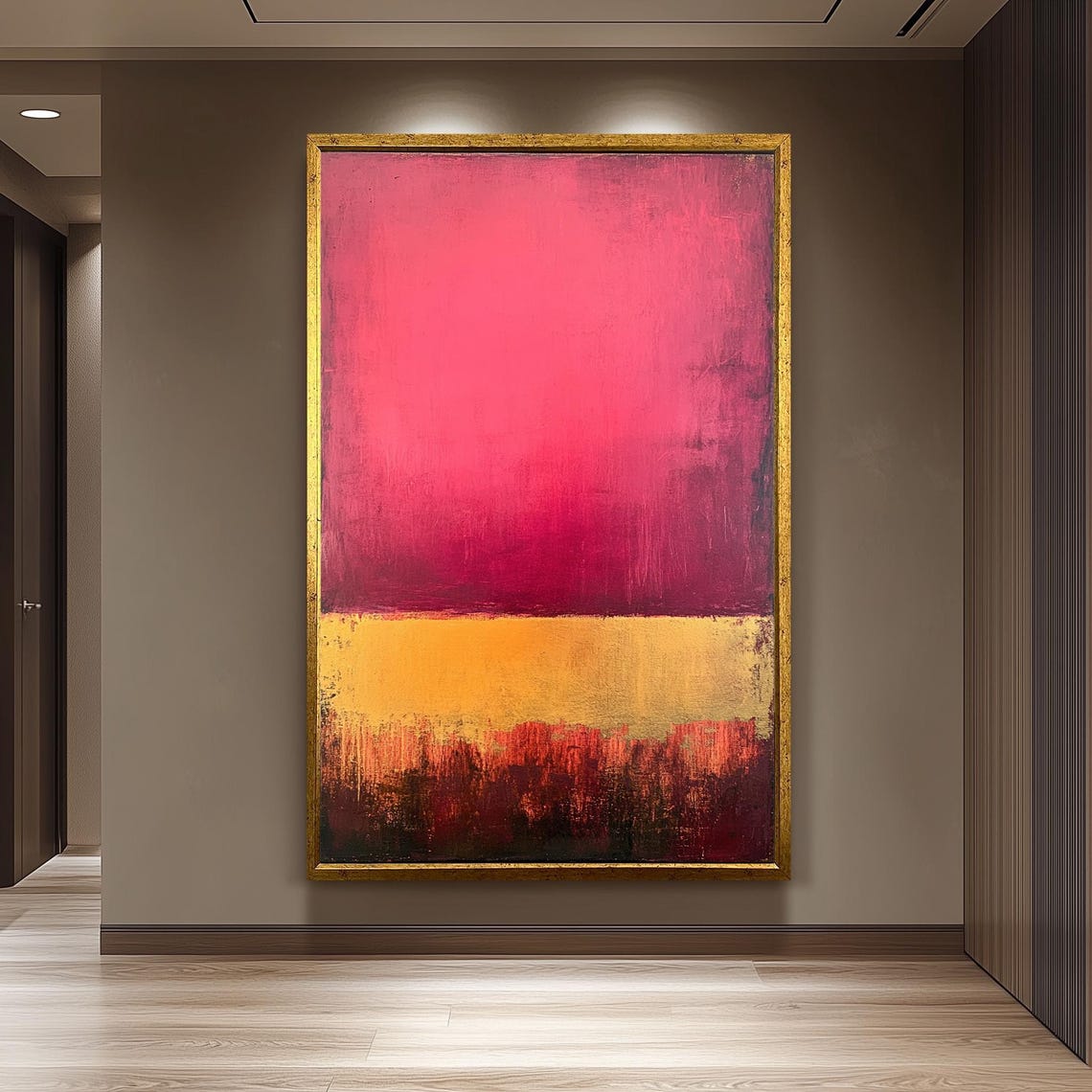 Rothko Inspired Red Gold Abstract Color Field Sunset Sky Poster