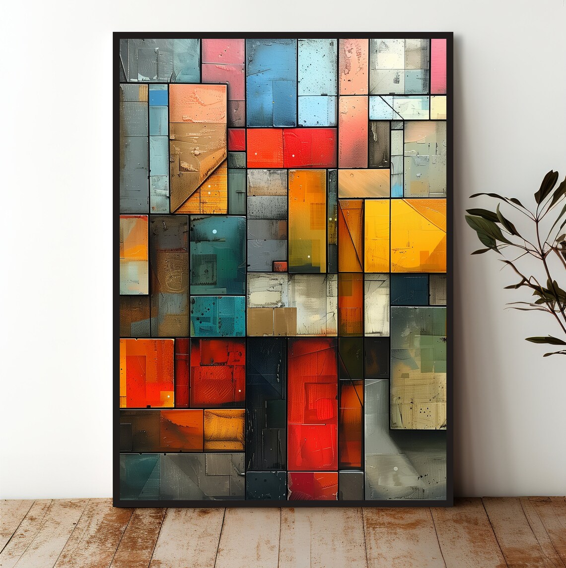 Modern Abstract Geometric Art Print, Home Office Decor
