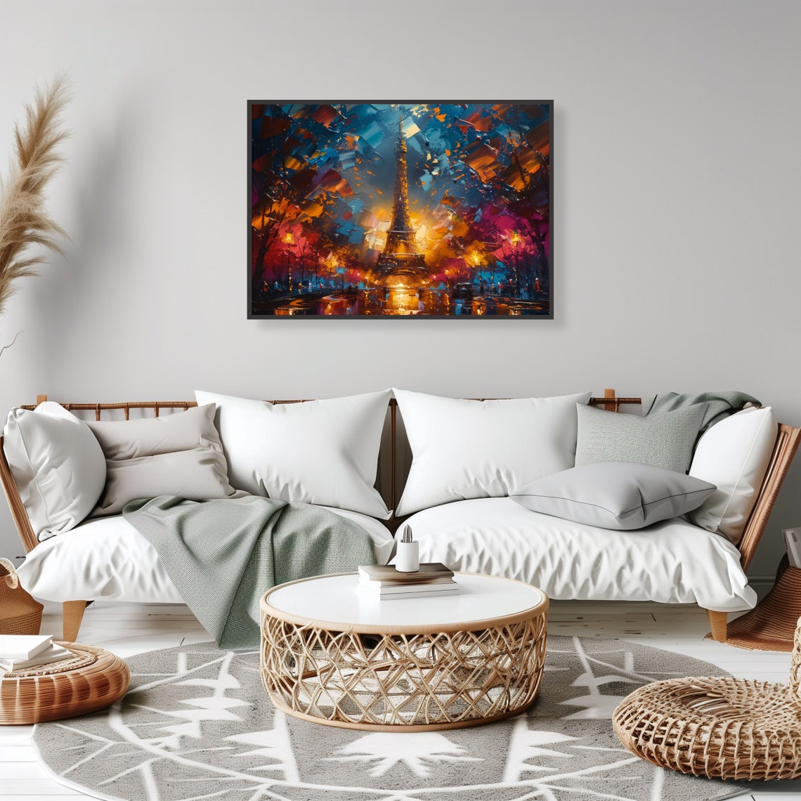 Eiffel Tower Night Impressionist Paris City Lights Dreamy Art Poster - Image 2