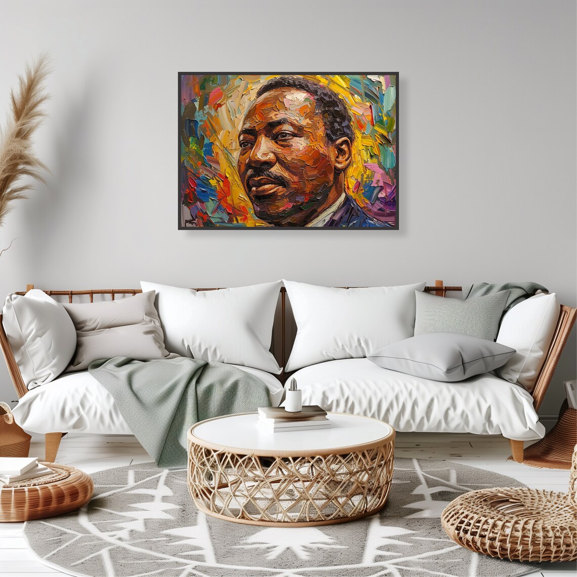 Martin Luther King Jr Inspirational Impasto Portrait Golden Poster - Image 2