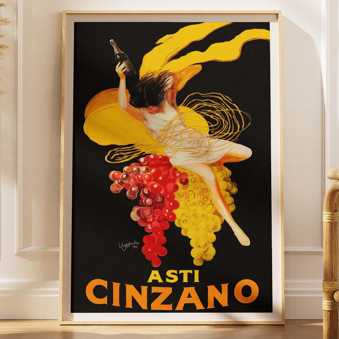 Vintage Italian Sparkling Wine Poster, Art Nouveau