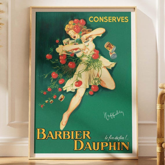 Vintage French Tomato Conserves Food Poster Barbier Dauphin Retro Kitchen Wall Art