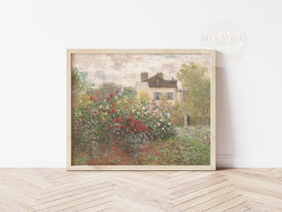 Vintage Cottage Oil Painting Summer Garden Art Vintage Rose Garden Wall Art Artists Garden 28th Street Prints - Image 2